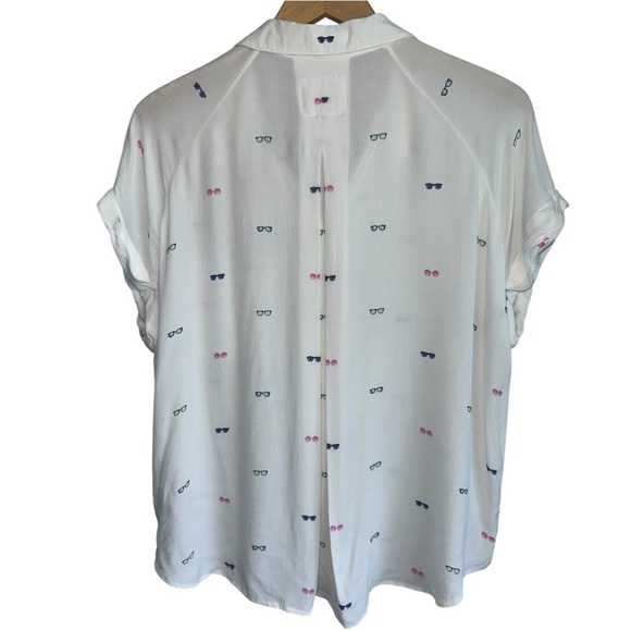 RAILS Whitney Shirt in Chase Sunglasses Print Short Sleeve Button Down Top Large - Picture 2 of 6